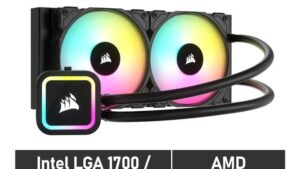 CW-9060065-WW2 H100x RGB Elite 420 Liquid CPU Cooler Corsair H100x RGB Elite 420 Liquid CPU Cooler - 2 PWM Fans 120mm x 25mm - Dynamic LEDs SP120 Series PWM Fans with AirGuide Intel® LGA 1700