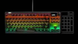 APEX-PRO-TKL-OPN SteelSeries Apex Pro TKL Mechanical Gaming SteelSeries Apex Pro TKL Mechanical Tenkeyless Gaming Keyboard - Magnetic Wrist Rest -  OmniPoint 2.0 Adjustable HyperMagnetic Switches - Esports Tenkeyless - OLED Smart Display - RGB - PBT Keycaps - USB C Passthrough